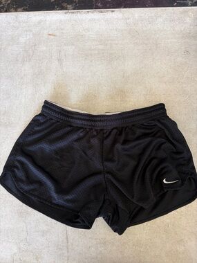 Nike Black Women's Athletic Mesh Shorts with White Swoosh